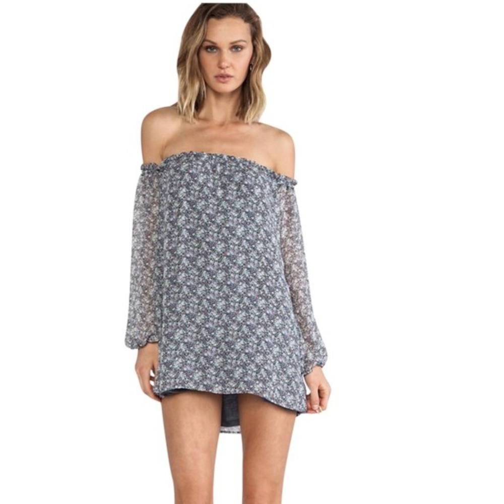 Blue Floral Precioso Off The Shoulder Dress